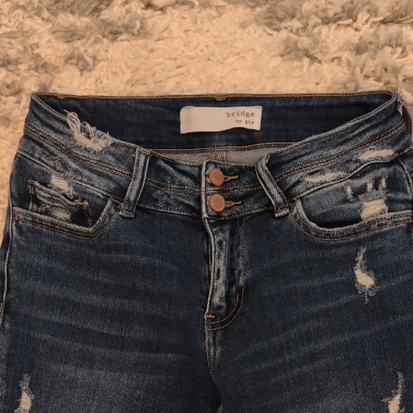 High Rise Blue Distressed Jeans - Picture 2 of 8